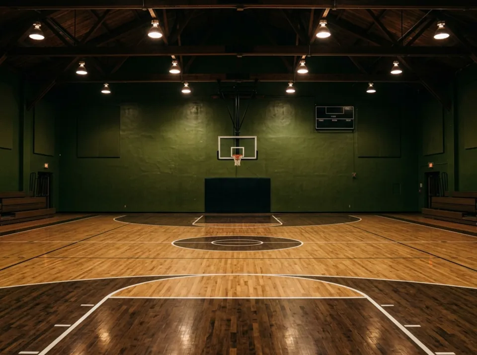 SoleD overshoe gripping a wooden court